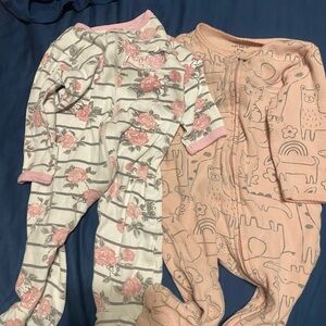 Carter's Pink Floral and Striped Baby Sleepers